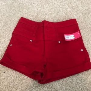 Red high wasted shorts